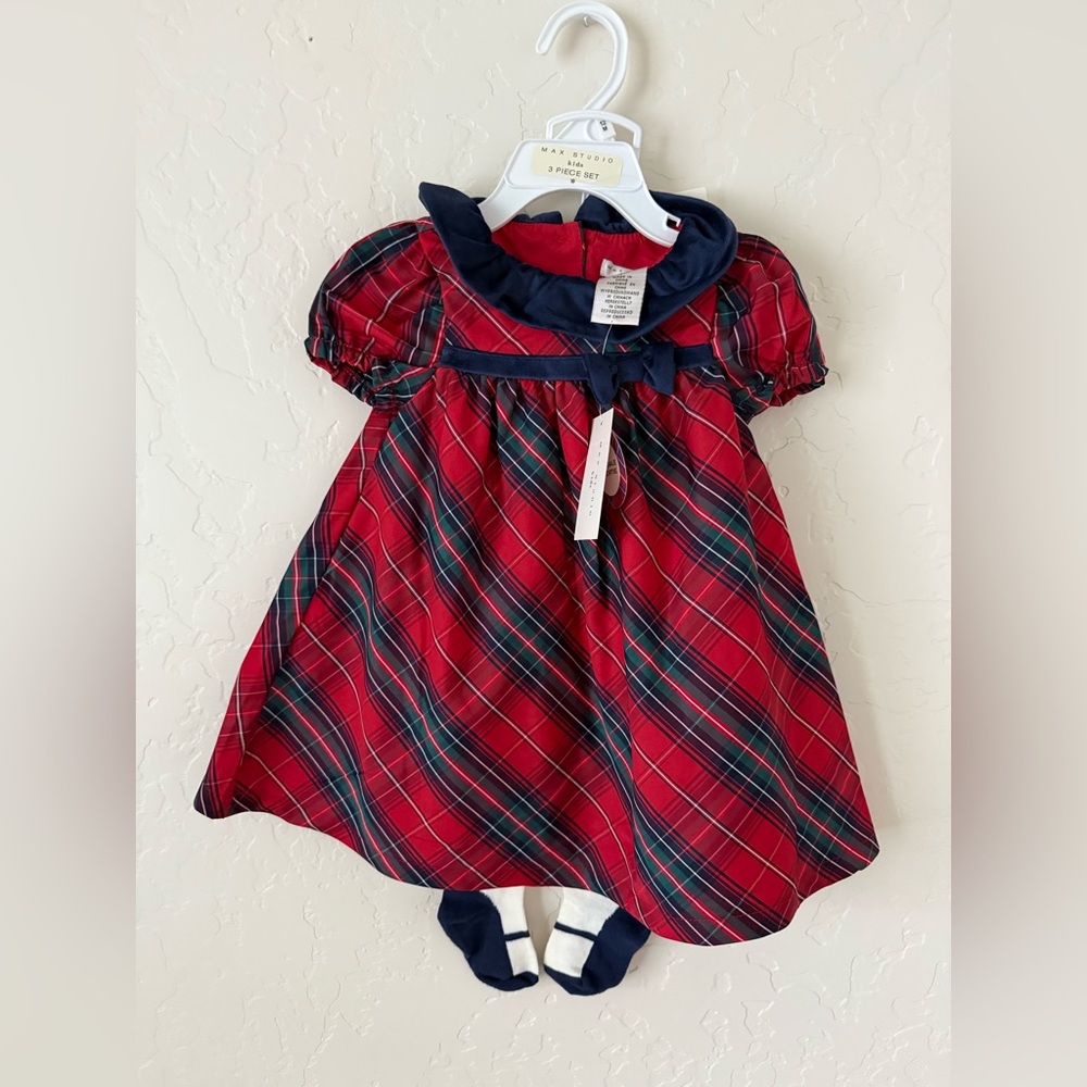 Max Studio Kids Red Plaid Holiday Dress